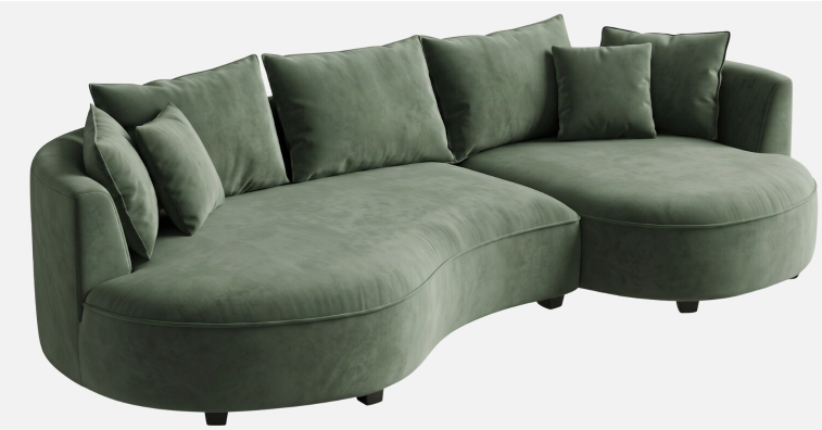 Aurelia 3 Seater Curved L-Shape Sectional Sofa