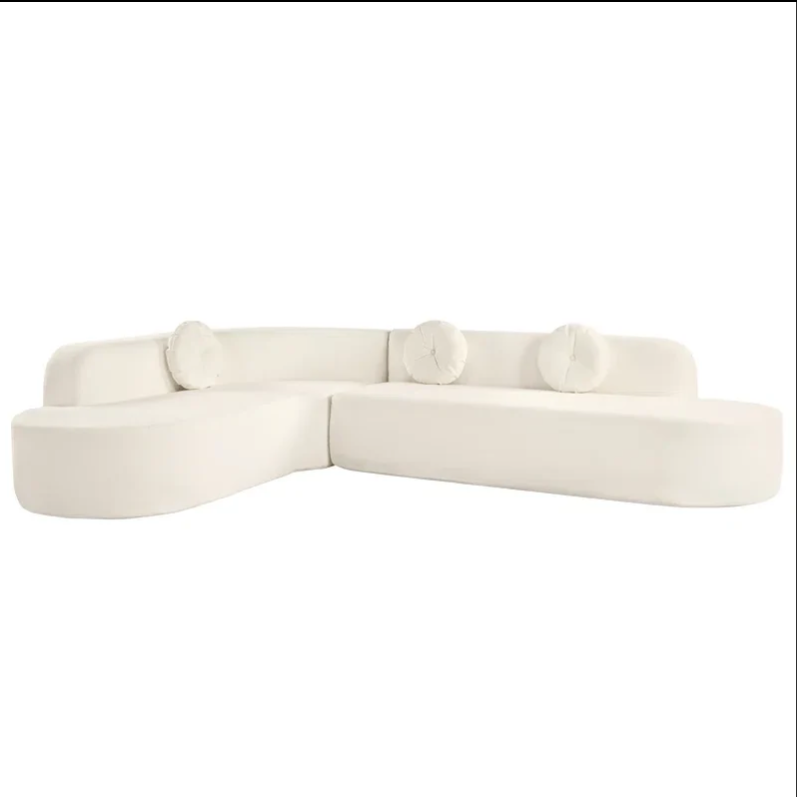 Valencia Curved Modular Velvet 5 Seater Sofa with Pine Wood Base