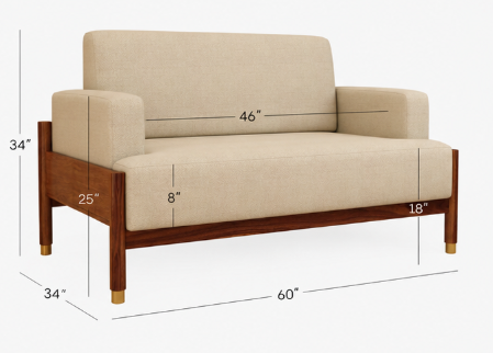 Kairav Modern 2-Seater Sheesham Wood Sofa – Ivory