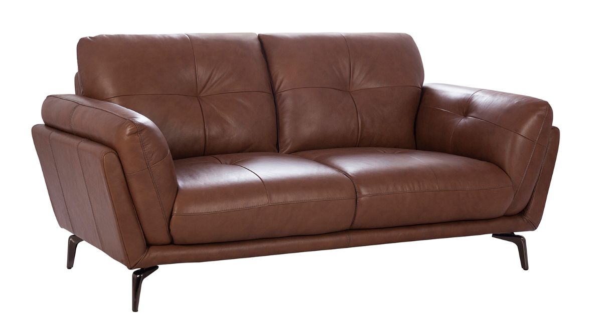 Milano Modern 2-Seater Genuine Top-Grain Leather Sofa – Sahara Tan