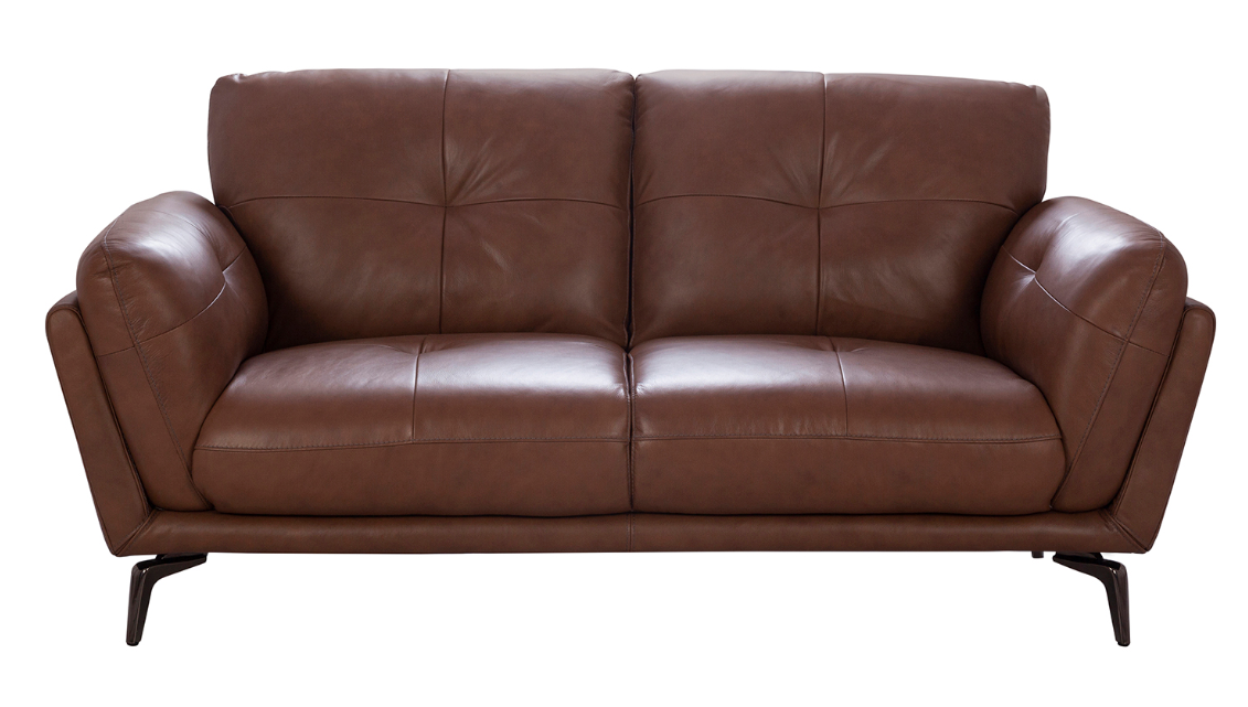 Milano Modern 2-Seater Genuine Top-Grain Leather Sofa – Sahara Tan