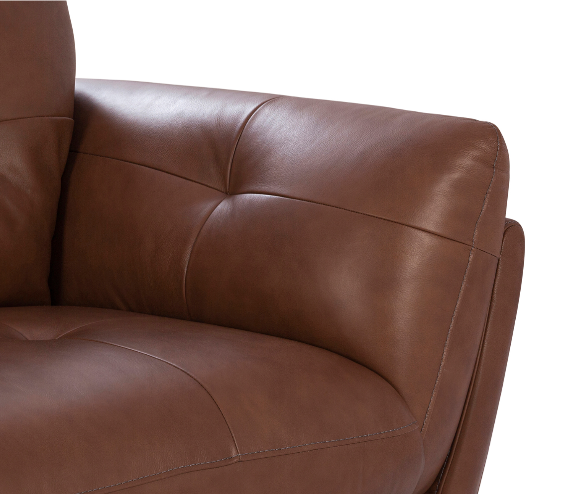 Milano Modern 2-Seater Genuine Top-Grain Leather Sofa – Sahara Tan