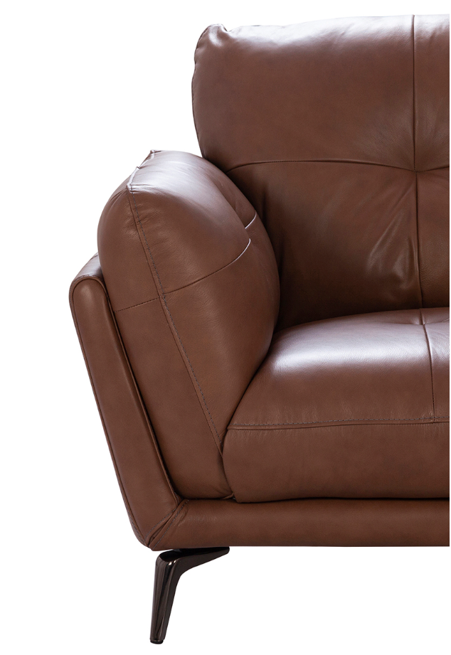 Milano Modern 2-Seater Genuine Top-Grain Leather Sofa – Sahara Tan
