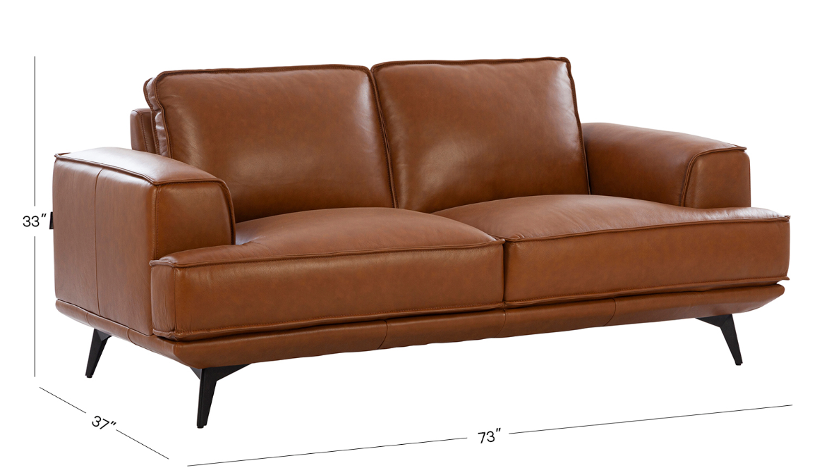 Verano 2 Seater Genuine Leather Sofa – Cognac Tan