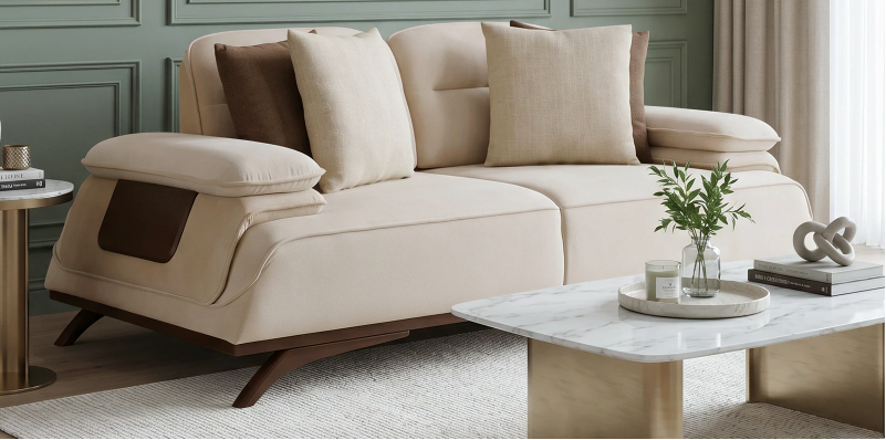Bellano Italian-Style 2 Seater Fabric Sofa – Beige