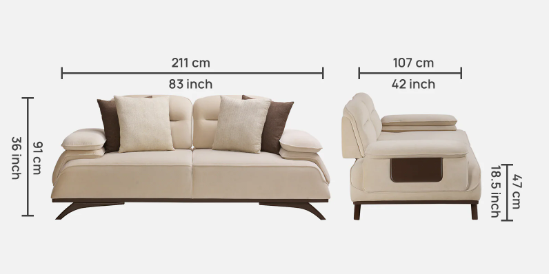 Bellano Italian-Style 2 Seater Fabric Sofa – Beige