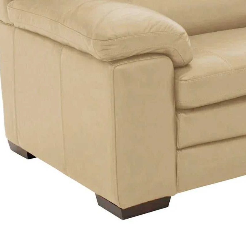 Slouch 2 Seater Leatherette Sofa – Beige