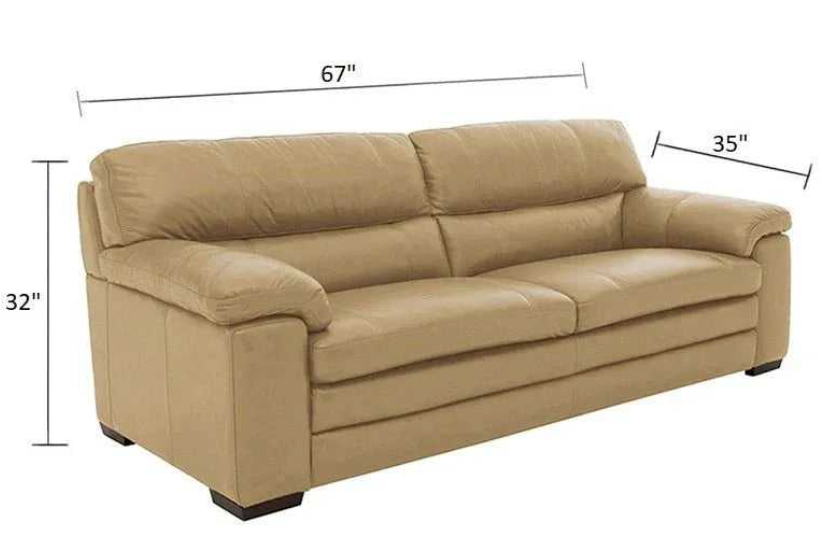 Slouch 2 Seater Leatherette Sofa – Beige
