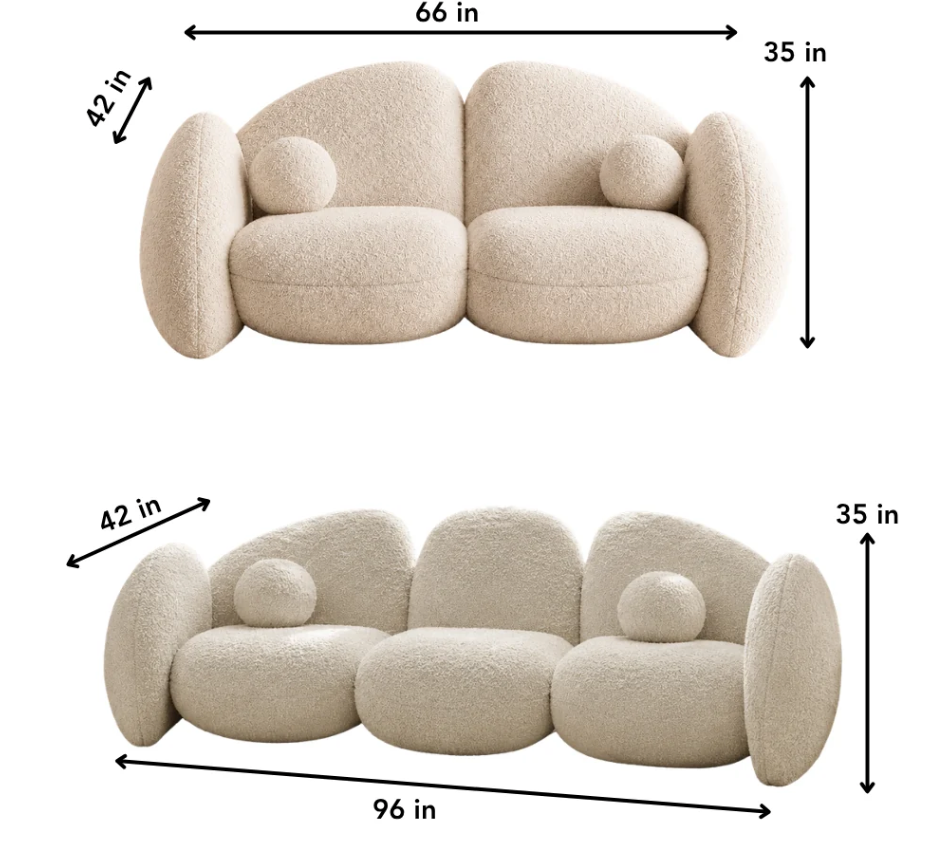 Rumi Modern Wabi Sabi Pebble Sofa