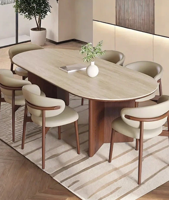 Stanford Modern Luxury Dining Table Set – Teak Wood