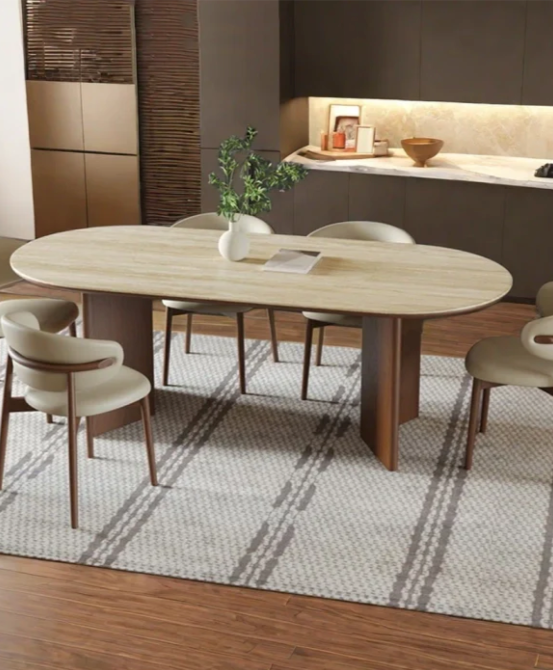 Stanford Modern Luxury Dining Table Set – Teak Wood