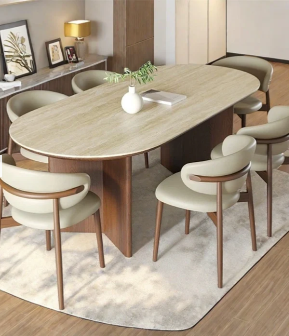 Stanford Modern Luxury Dining Table Set – Teak Wood