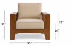 Alder 3+1+1 Seater Ash Wood Cane Sofa Set, Sand Beige