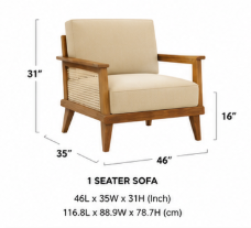Quinn Wooden Sofa Set, Honey Irish Cream