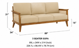 Quinn Wooden Sofa Set, Honey Irish Cream