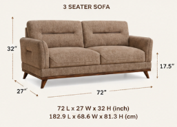 Alton 3+1+1 Seater Fabric Sofa with Wooden Accents, Sand Brown