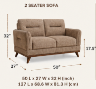 Alton 3+1+1 Seater Fabric Sofa with Wooden Accents, Sand Brown