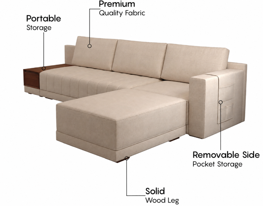 Oasis Right-Aligned L-Shape Sectional Sofa, Jade Ivory
