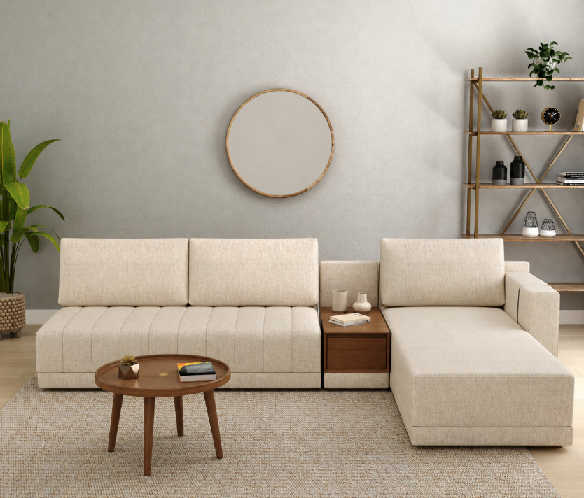 Oasis Right-Aligned L-Shape Sectional Sofa, Jade Ivory
