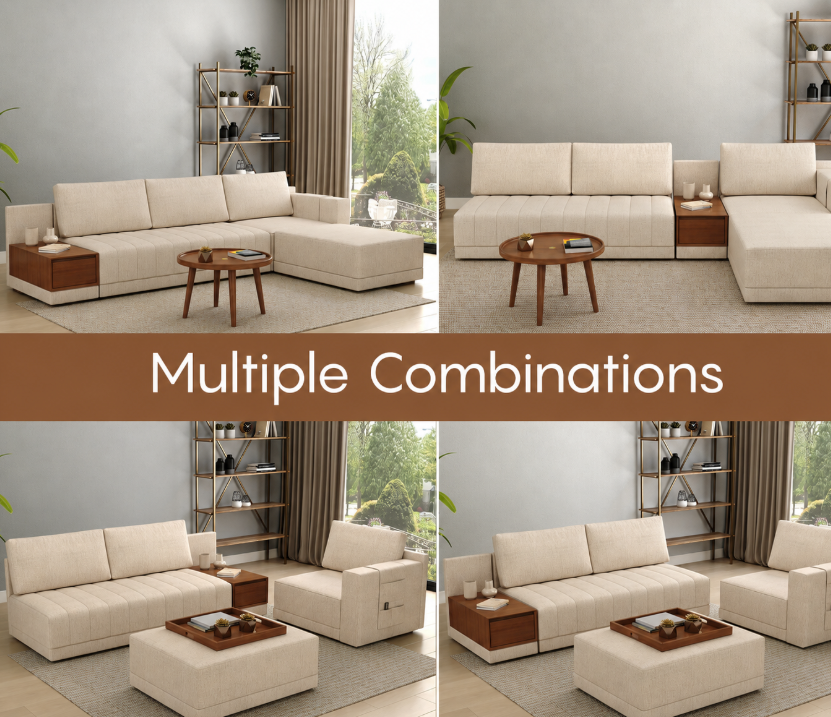 Oasis Right-Aligned L-Shape Sectional Sofa, Jade Ivory