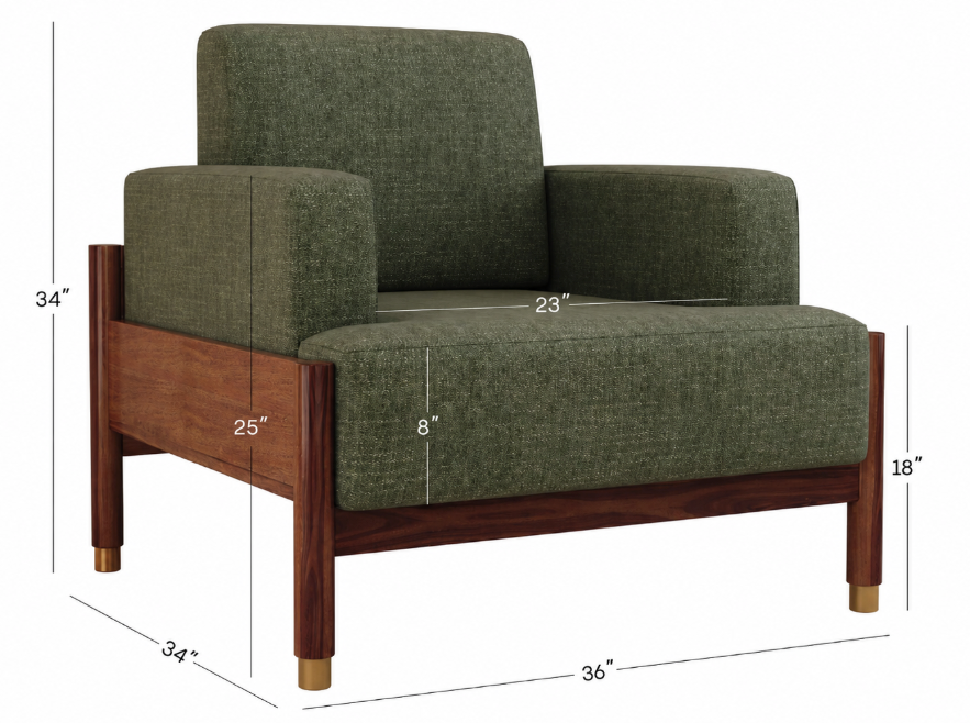 Aarvik Modern 3+1+1 Wooden Sofa Set, Sage Green