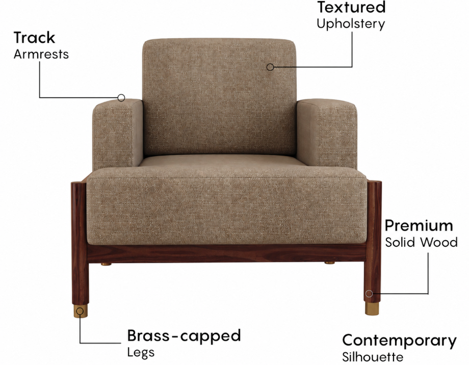 Kairav Contemporary 3+1+1 Teak Wood Sofa Set with Textured Upholstery