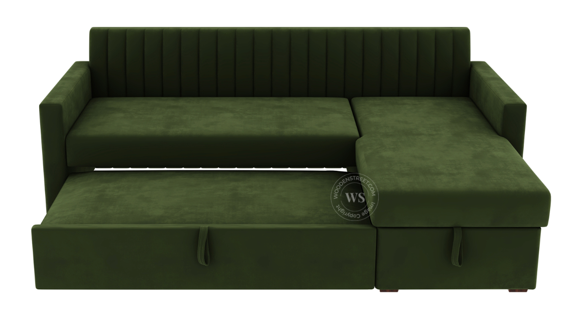 Evereto Velvet Sofa Cum Bed with Storage