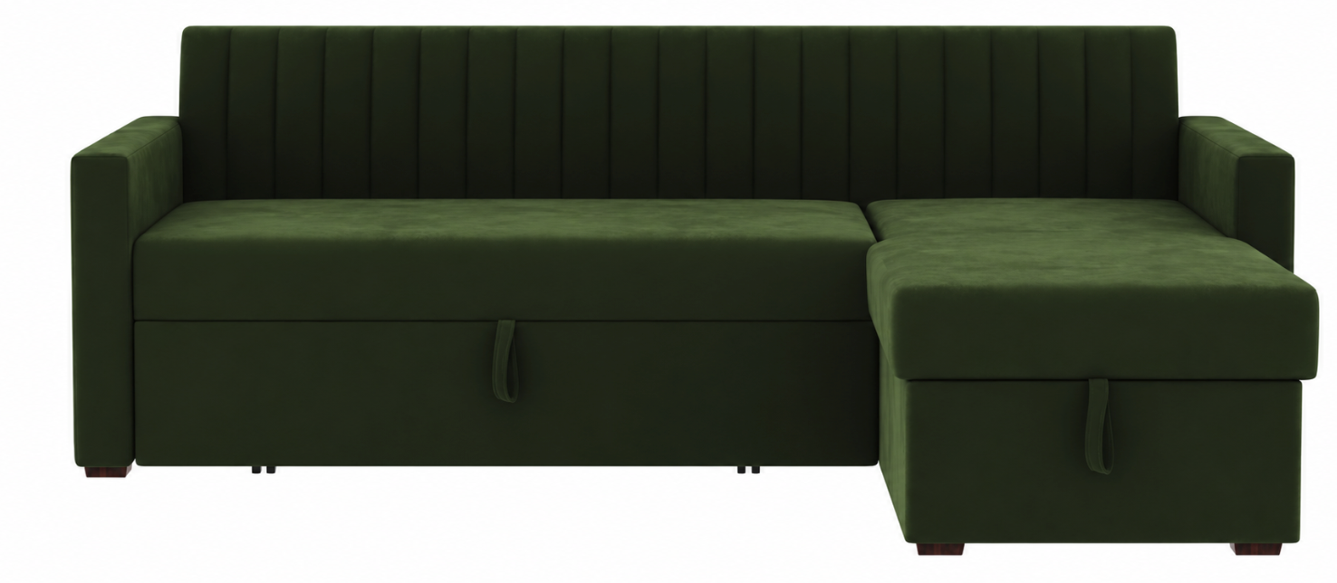 Evereto Velvet Sofa Cum Bed with Storage