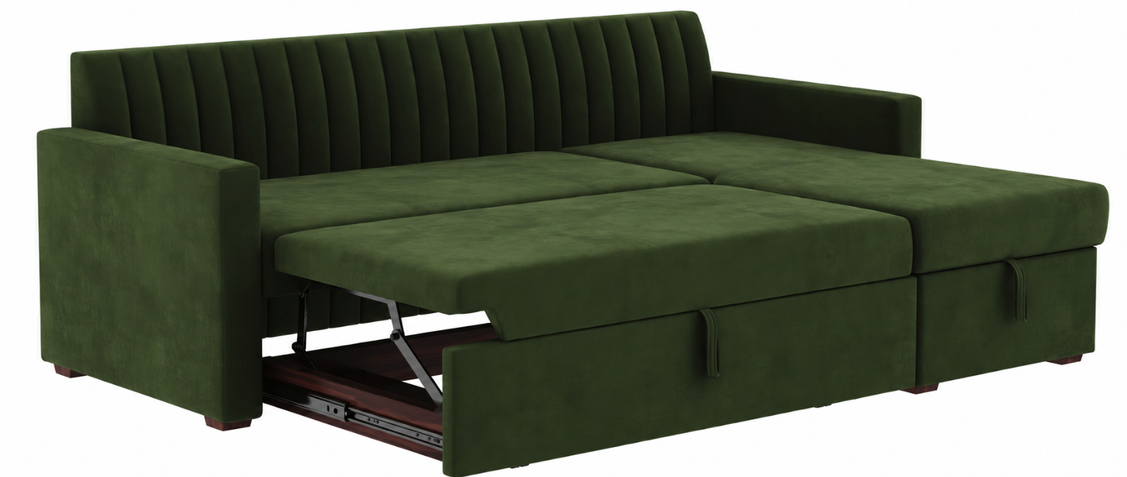 Evereto Velvet Sofa Cum Bed with Storage