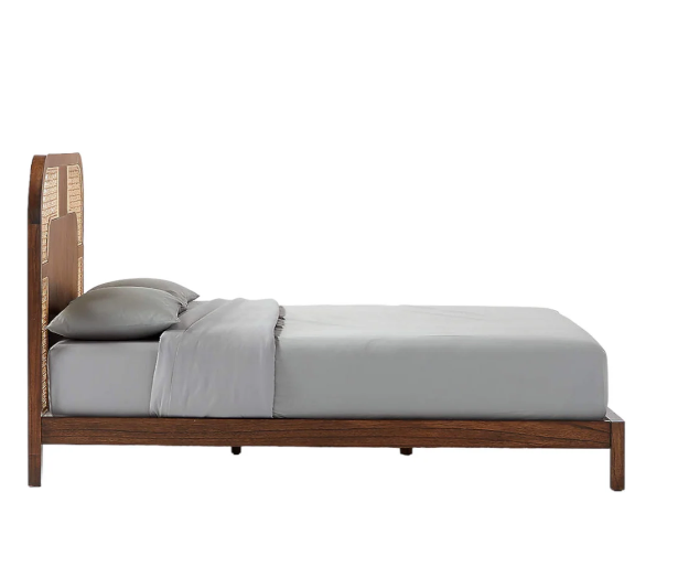 Teak Haven King Bed with Woven Rattan Headboard