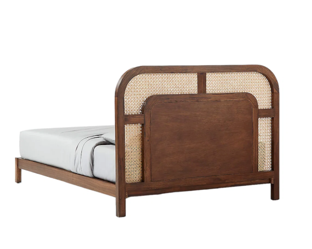 Teak Haven King Bed with Woven Rattan Headboard