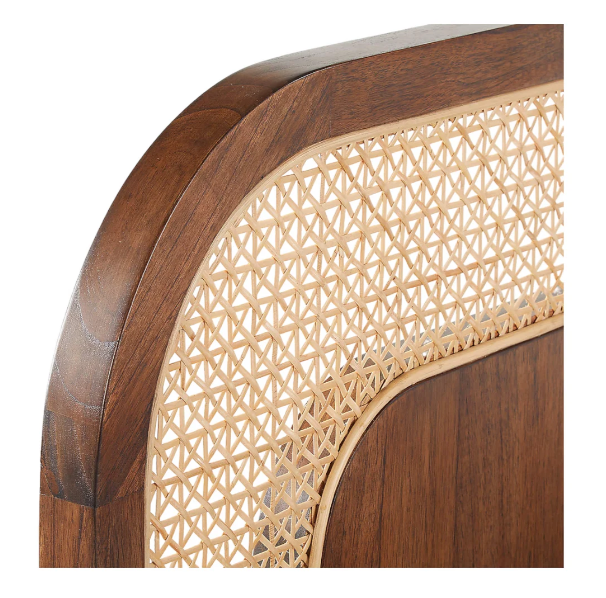 Teak Haven King Bed with Woven Rattan Headboard