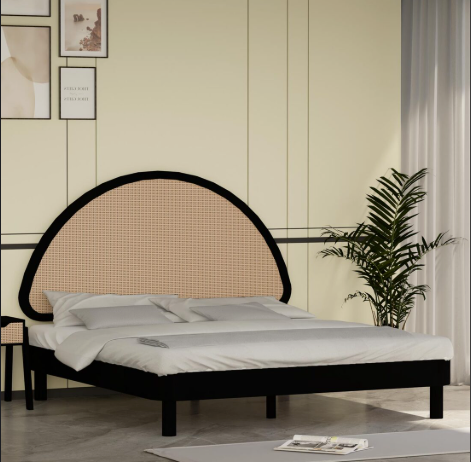 Elara Arched Rattan Cane Platform Bed
