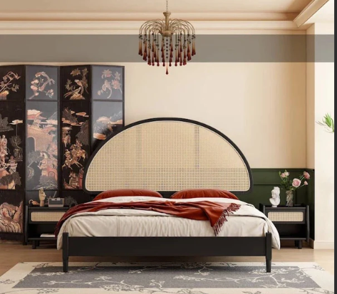 Elara Arched Rattan Cane Platform Bed