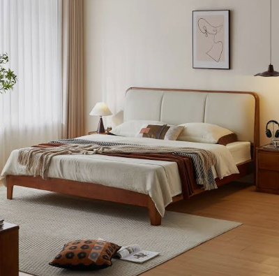 Sora Solid Wood Upholstered Platform Bed
