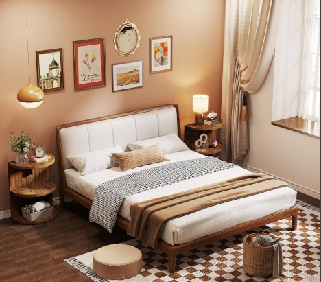 Sora Solid Wood Upholstered Platform Bed