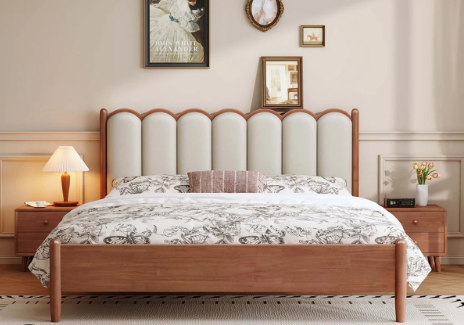 Verona Walnut Upholstered Platform Bed