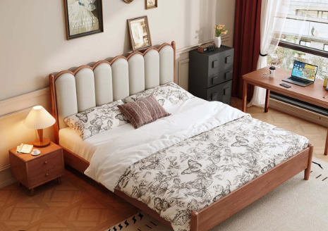 Verona Walnut Upholstered Platform Bed