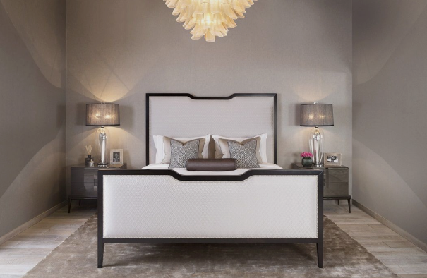 Arden Geometric Upholstered Metal Bed