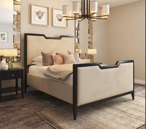 Arden Geometric Upholstered Metal Bed