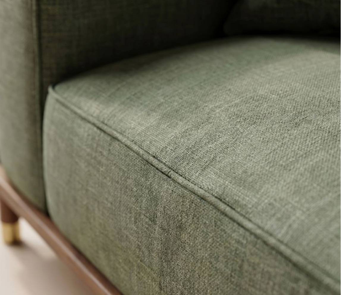 Sagewood 2 Seater Ash Wood Cane Sofa, Sage Green