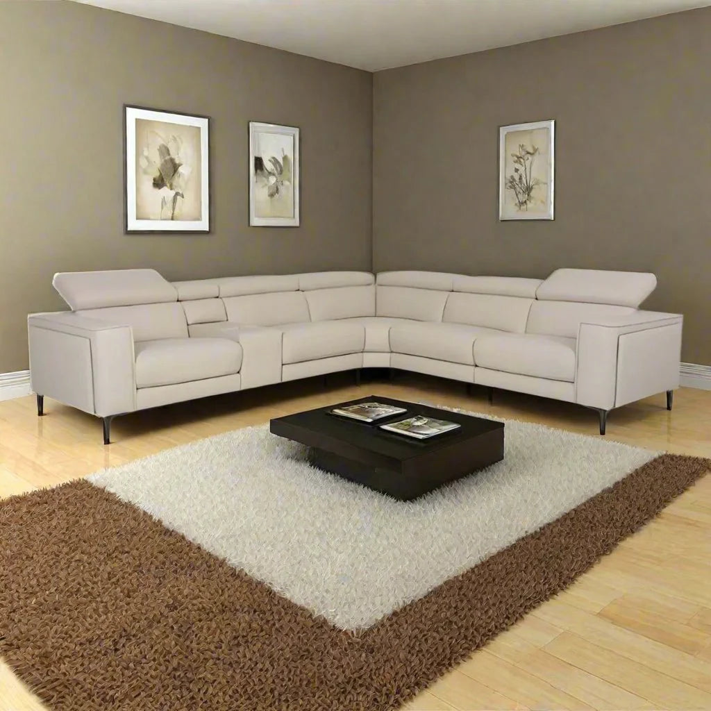 Modern L-Shaped Leather Sectional Sofa