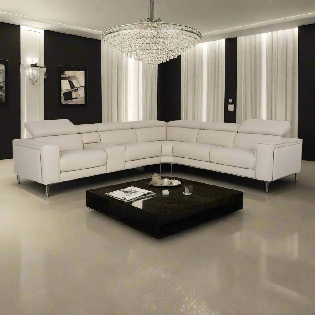 Modern L-Shaped Leather Sectional Sofa