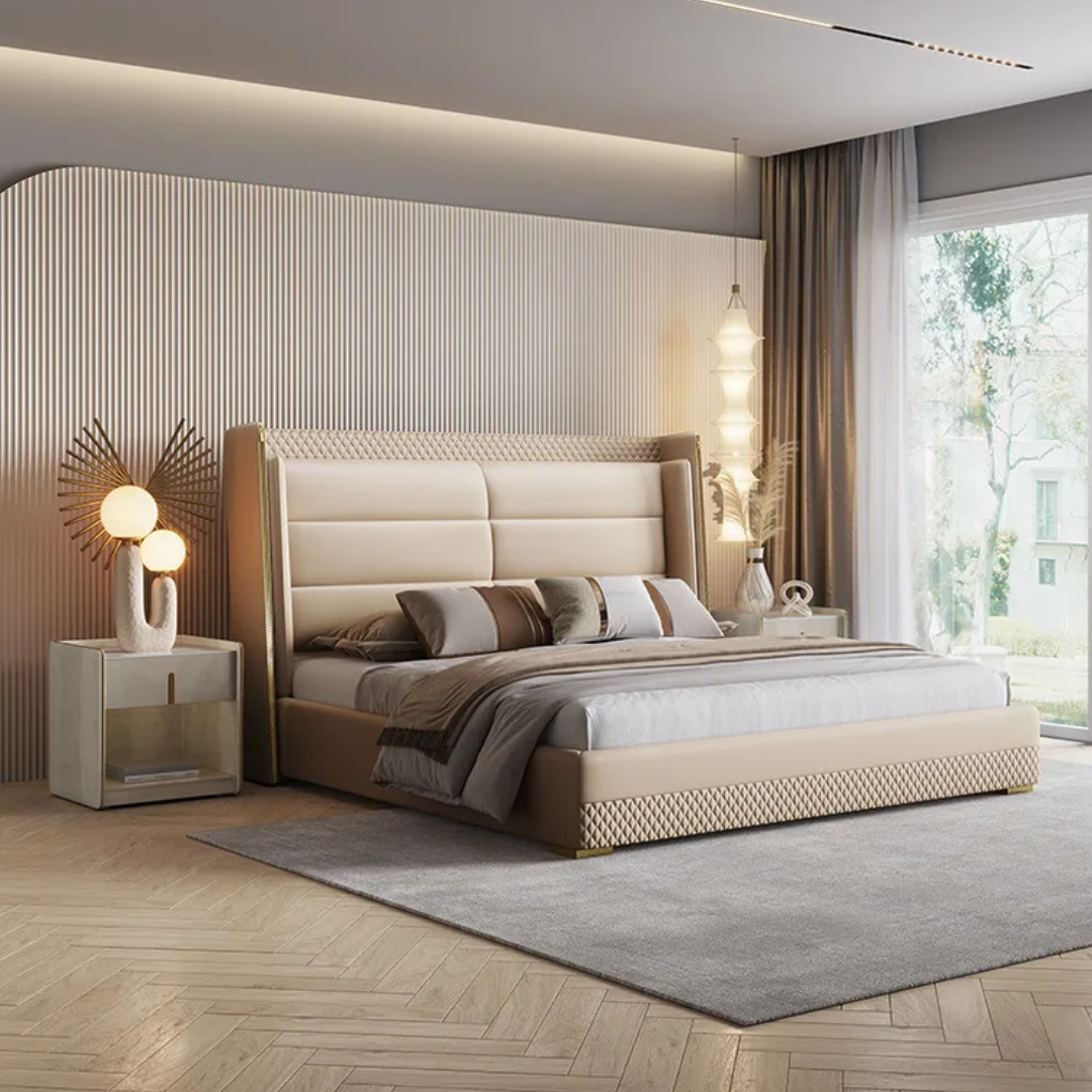 Valeria Diamond Wingback Bed