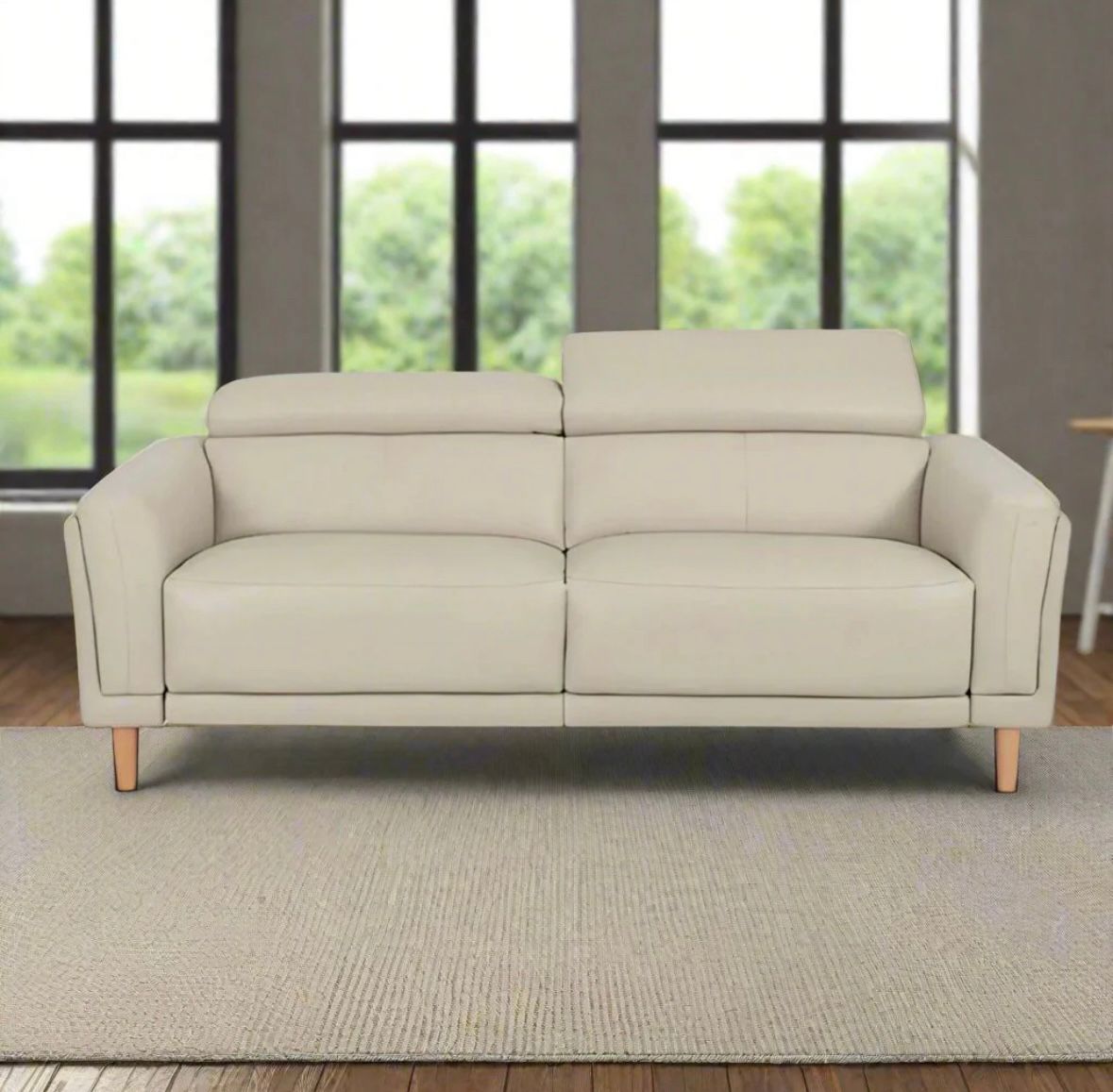Ivory Leather 2 seater Sofa
