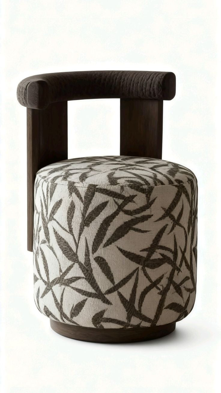 Textured Leaf Bouclé Open-Arm Accent Chair