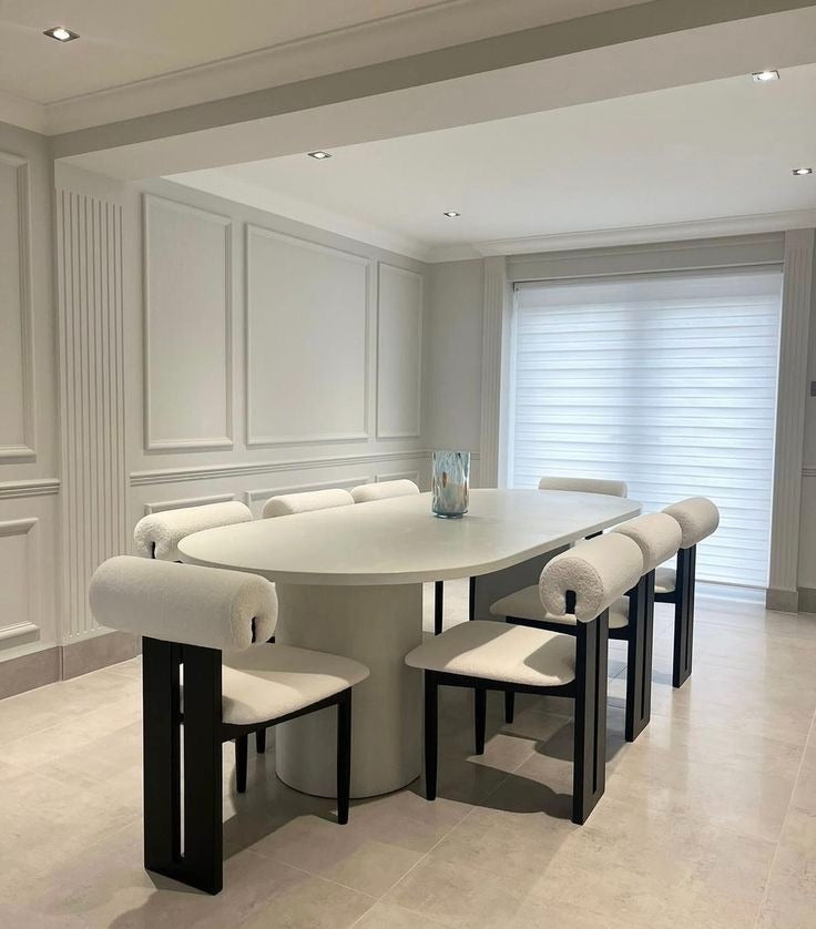 Minimalist Oval Pedestal Dining Table