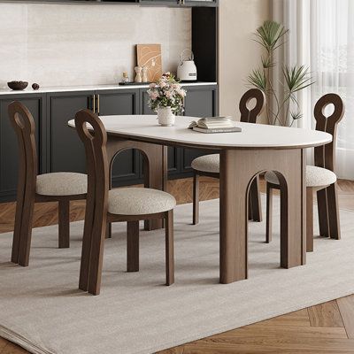 Contemporary Dual-Arch Wooden Dining