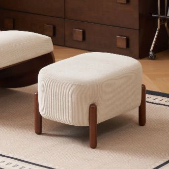 Modern Textured Fabric Ottoman