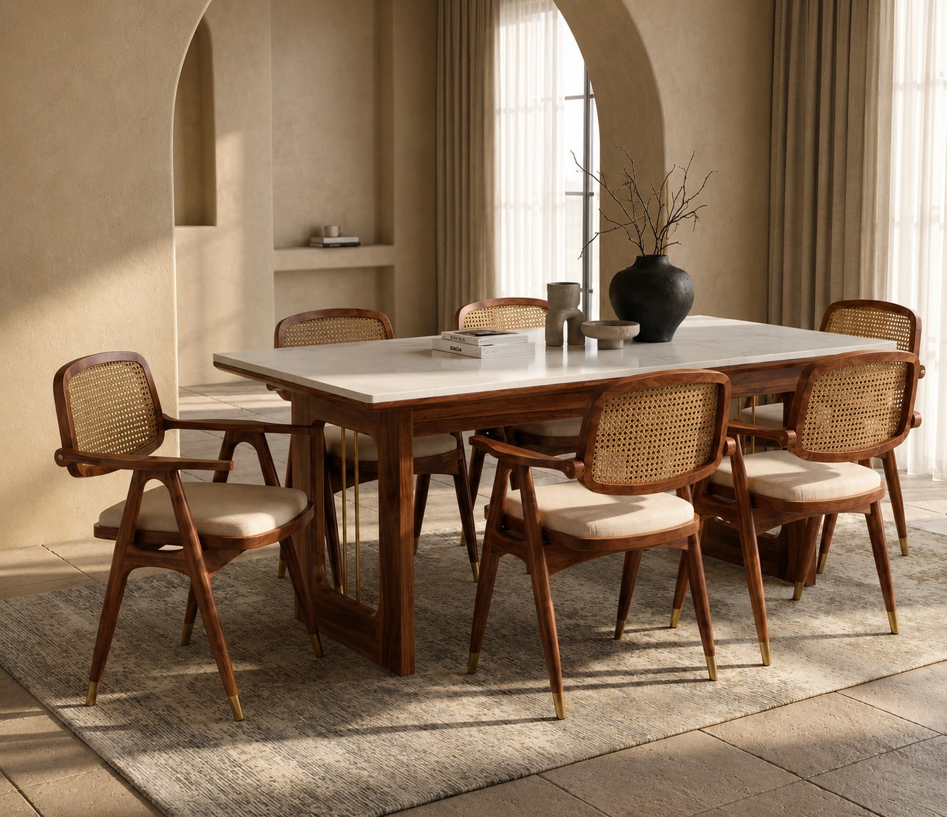 Samanvi 4 Seater Sheesham Wood Dining Set – Teak Finish